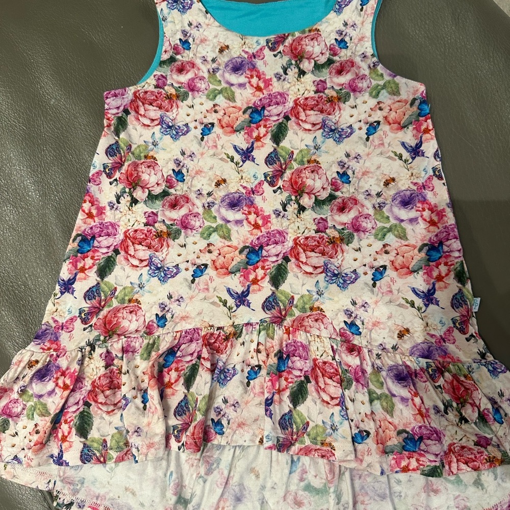 Posh Peanut Floral Kids Dress - Pink and Blue - Picture 3 of 5